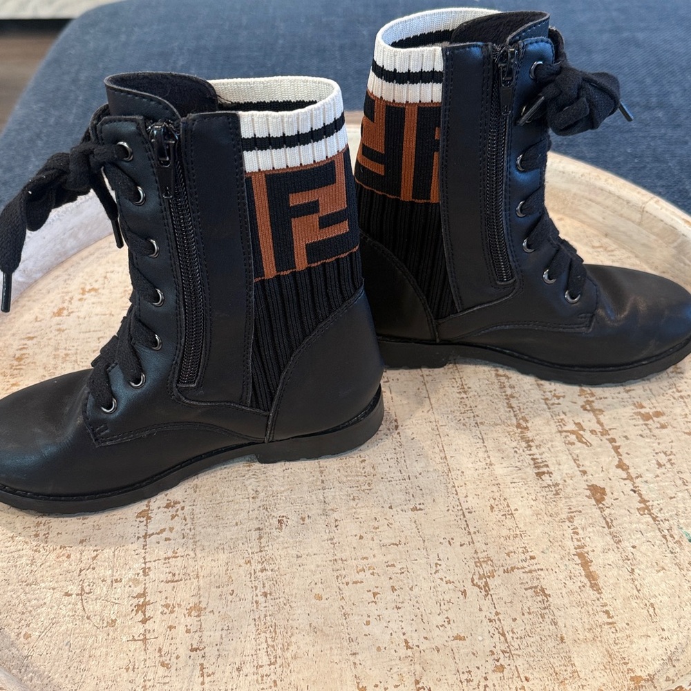 Fendi Boots Unisex junior biker boots in leather and fabric size between eu29 - Picture 10 of 10